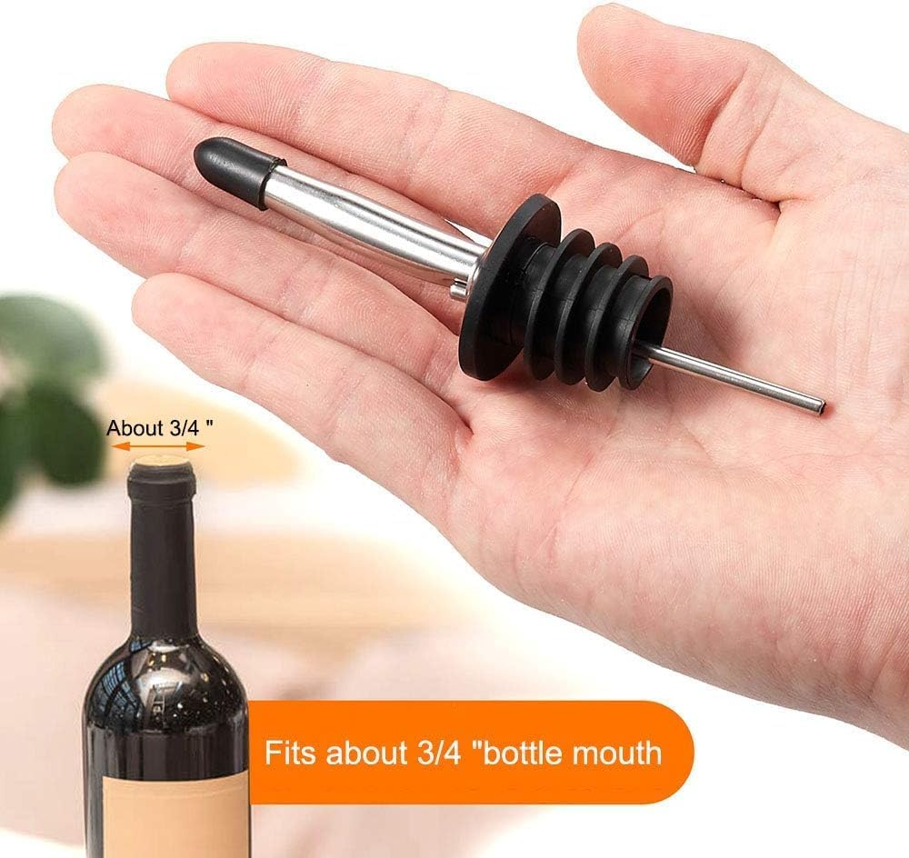 Oiltomn Stainless Steel Pourers, Speed Wine Bottle Pourer, Olive Oil and Vinegar Tapered Stopper Spout, Suitable for about 3/4" Bottle Mouth, with Sealed Dust Caps (2PCS) image number 1