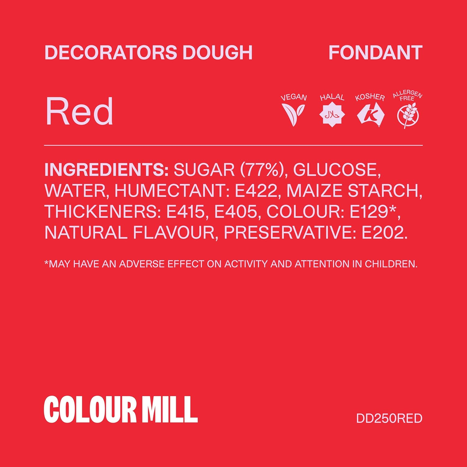Colour Mill Decorators Dough Premium Ready to Roll Fondant Red 250G image number 5