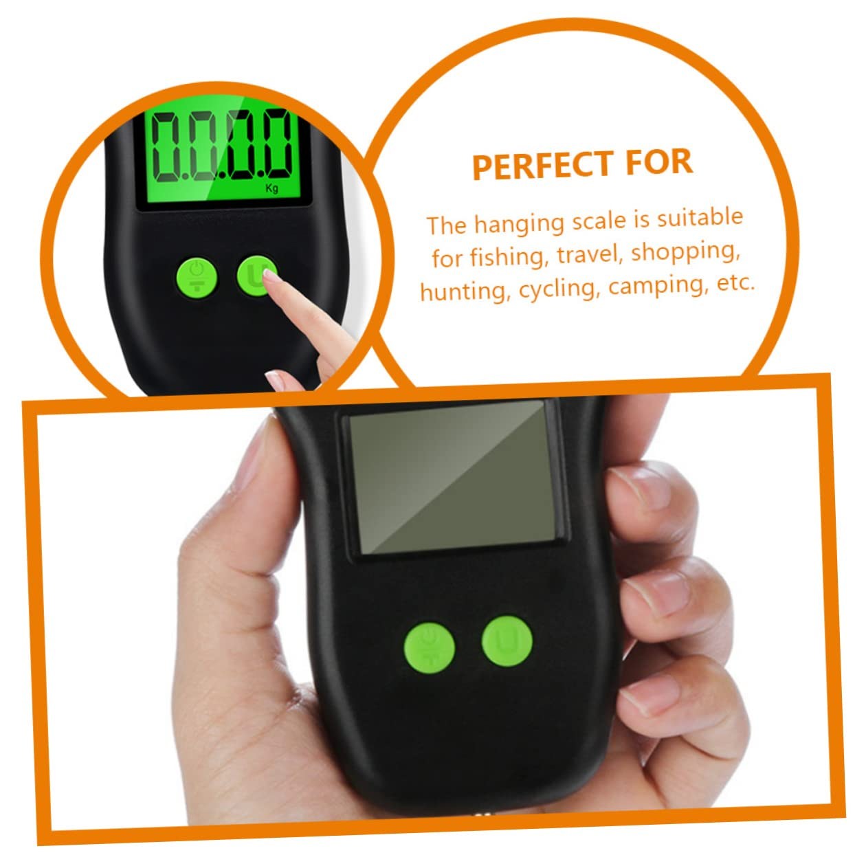 Happyyami Portable Handheld Hanging Scale 50Kg Electronic Luggage Weighing Scale Large LCD Display Non-Slip Handle for Travel and Fishing Tools image number 3