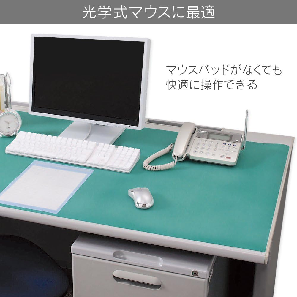 Iris Ohyama DMT-9959PZ Desk Mat, Width 39.0 X Depth 23.2 Inches (99 Cm), Natural/Green image number 3