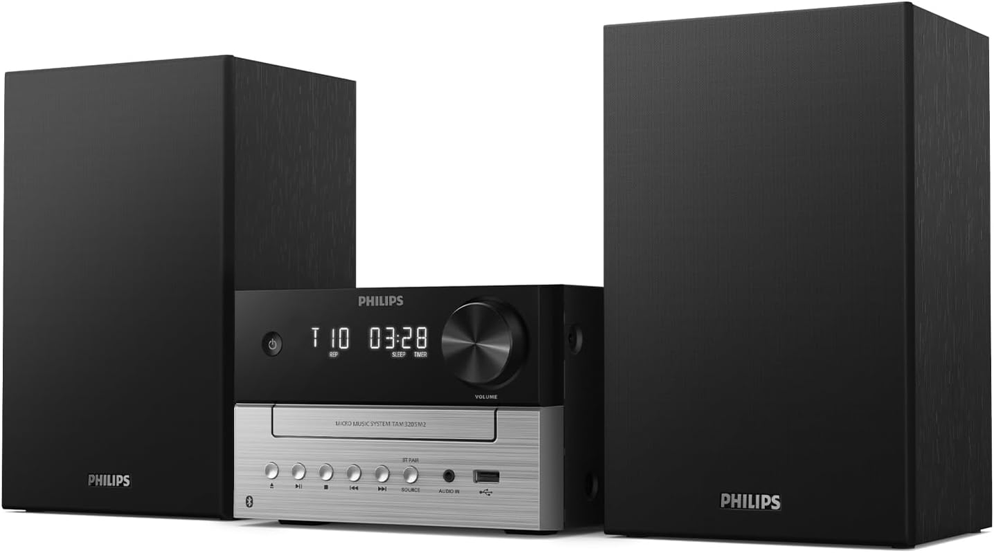 Philips TAM3205M2 Micro-Music System Hifi, Bluetooth, CD Player, USB, Auracast FM Radio, 85% PCR Material