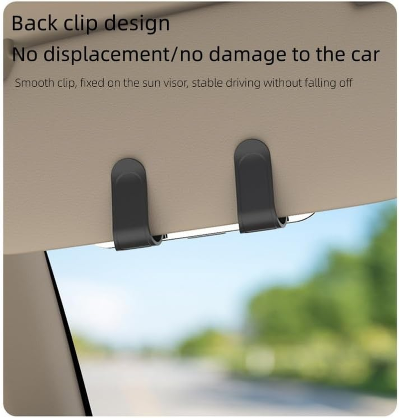 Universal Car Glasses Holder & Organizer Case - Anti-Slip Clip-On Visor Sunglasses Eyeglass Storage Box for Men Women, Travel Automotive Interior Accessories Fits All Car Models (Beige) - Gray image number 5