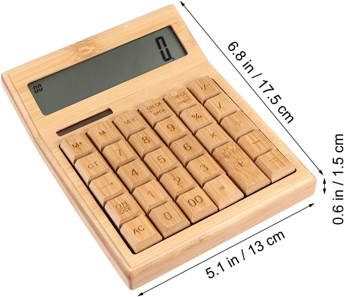 PLAFOPE Solar Bamboo Calculator 29-Key Office Tool Compact Light for and Travel image number 6