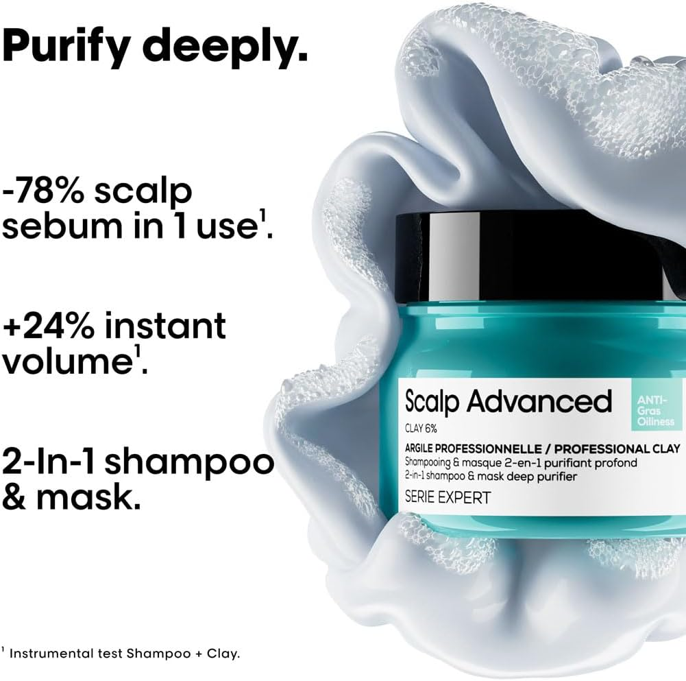 L&rsquo;Oreal Professionnel Serie Expert Scalp Advanced Anti-Oiliness 2-In-1 Clay 250 Ml image number 2