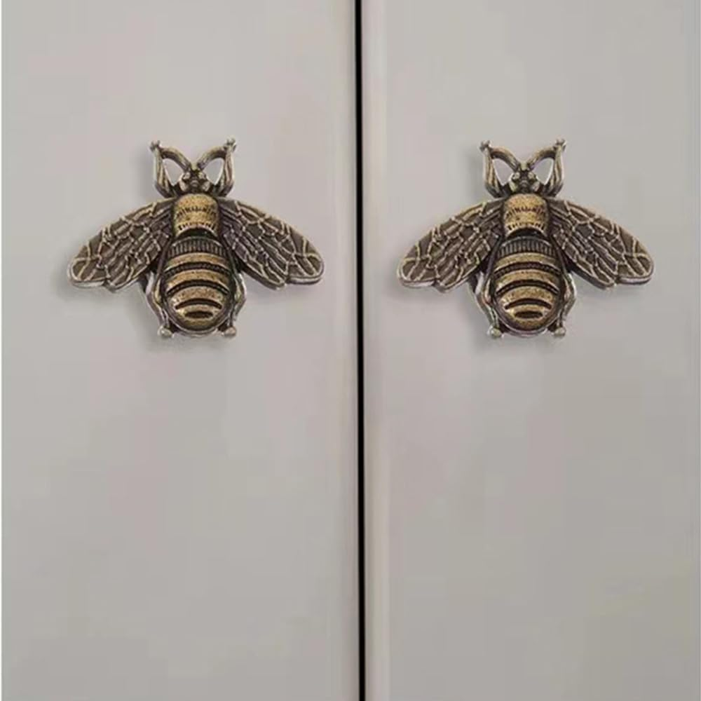LXLM Cabinets and Drawers Knobs 10 Pcs Vintage Gold Drawer Knobs Metal Bee Shape Knobs Kitchen Cabinet Knobs Antique Brass Cabinet Knobs Handle Cabinet Knobs, as Shown 1