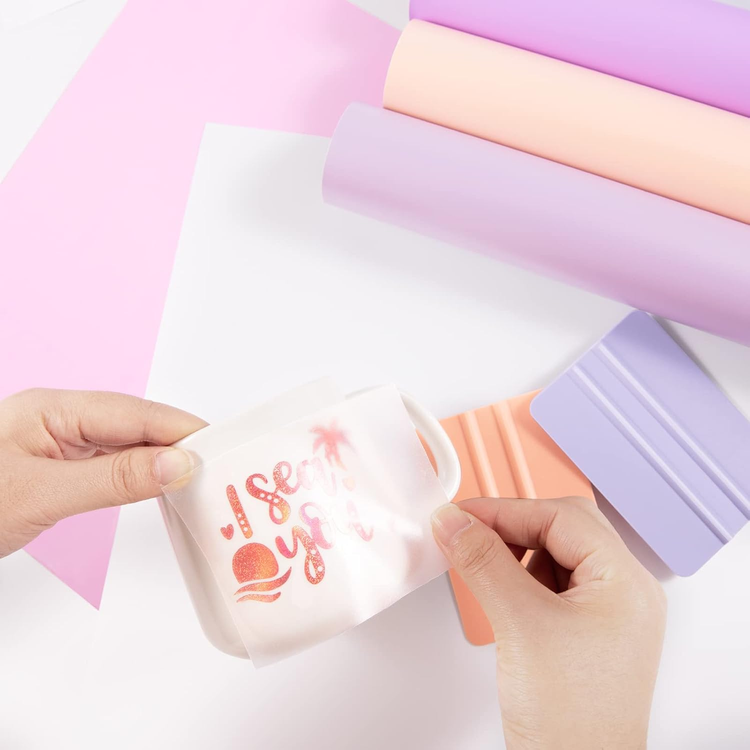 Craft Vinyl Tool Kit Coral and Purple Squeegee for Adhesive Vinyl Decal Sticker Application 2 Pcs/Pack