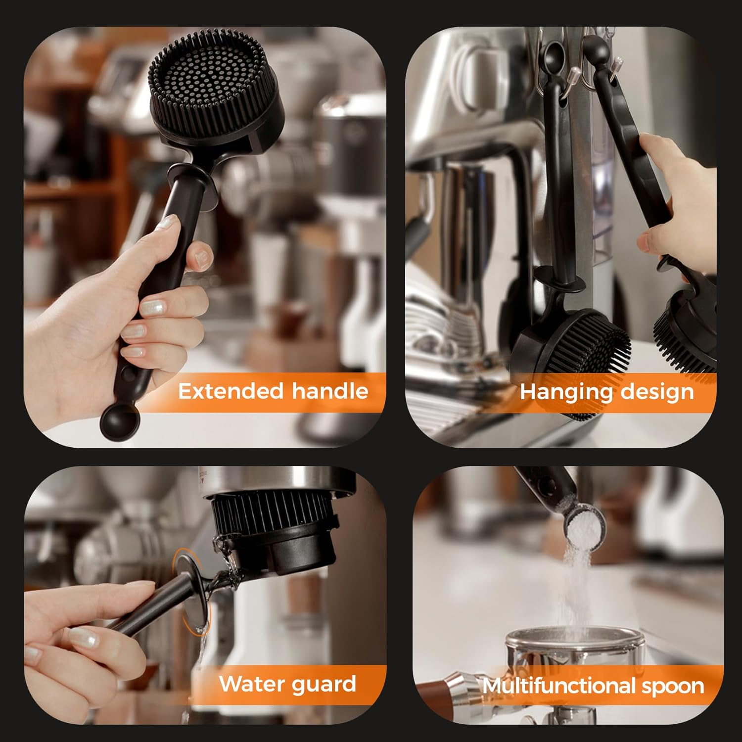 Cleaning Brush, Caffobiz Silicone Brush 58Mm Espresso Machine for Breville - Non-Scratch Portafilter, Caffobiz with Extra Replacement Head, Soft Silicone Washing Bristles, for Home Hotel, Cafe, Pub image number 4