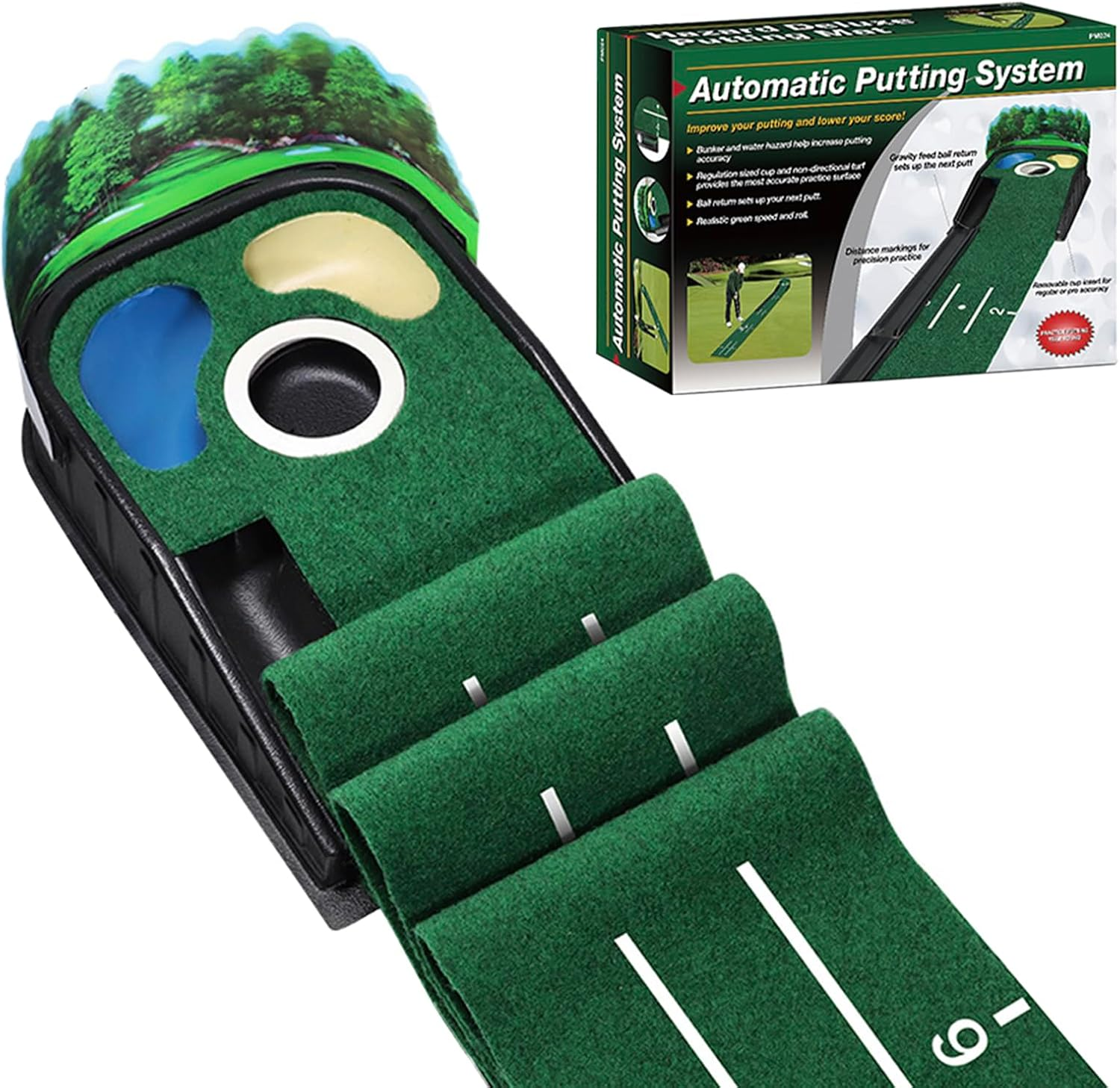 Golf Putting Mat Set with Return Track Indoor & Outdoor image number 1