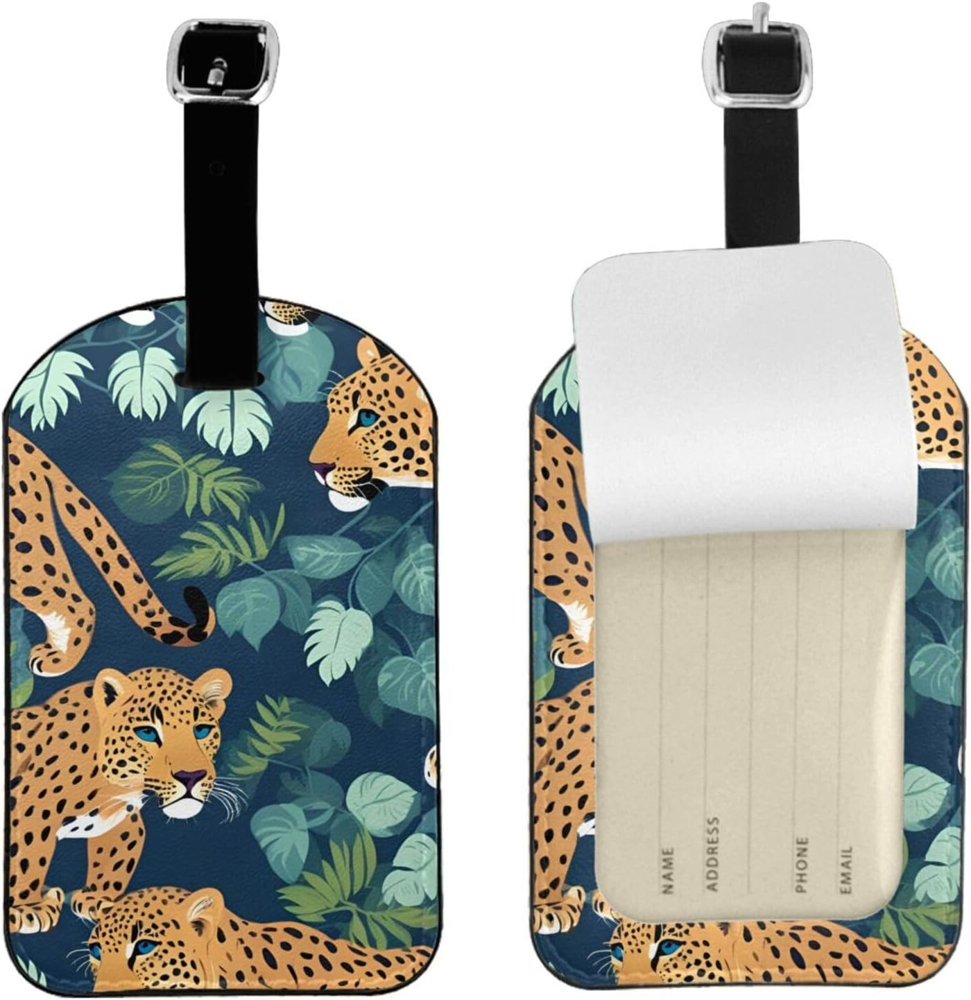Leopard Print Elegant Tag Stylish Tag Luggage Tag 4.3 X 2.76 Inch for Suitcases Travel Bags image number 4