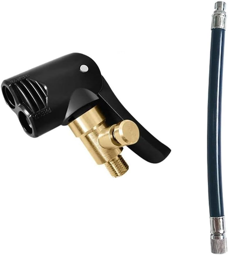 Double Pump Head Dual Nozzle Presta Schrader Valve Thread Connector Tire Air Inflator Replacement Mouth Adapter with Extension Horse Tube for Bicycles and Electric Bicycles image number 6