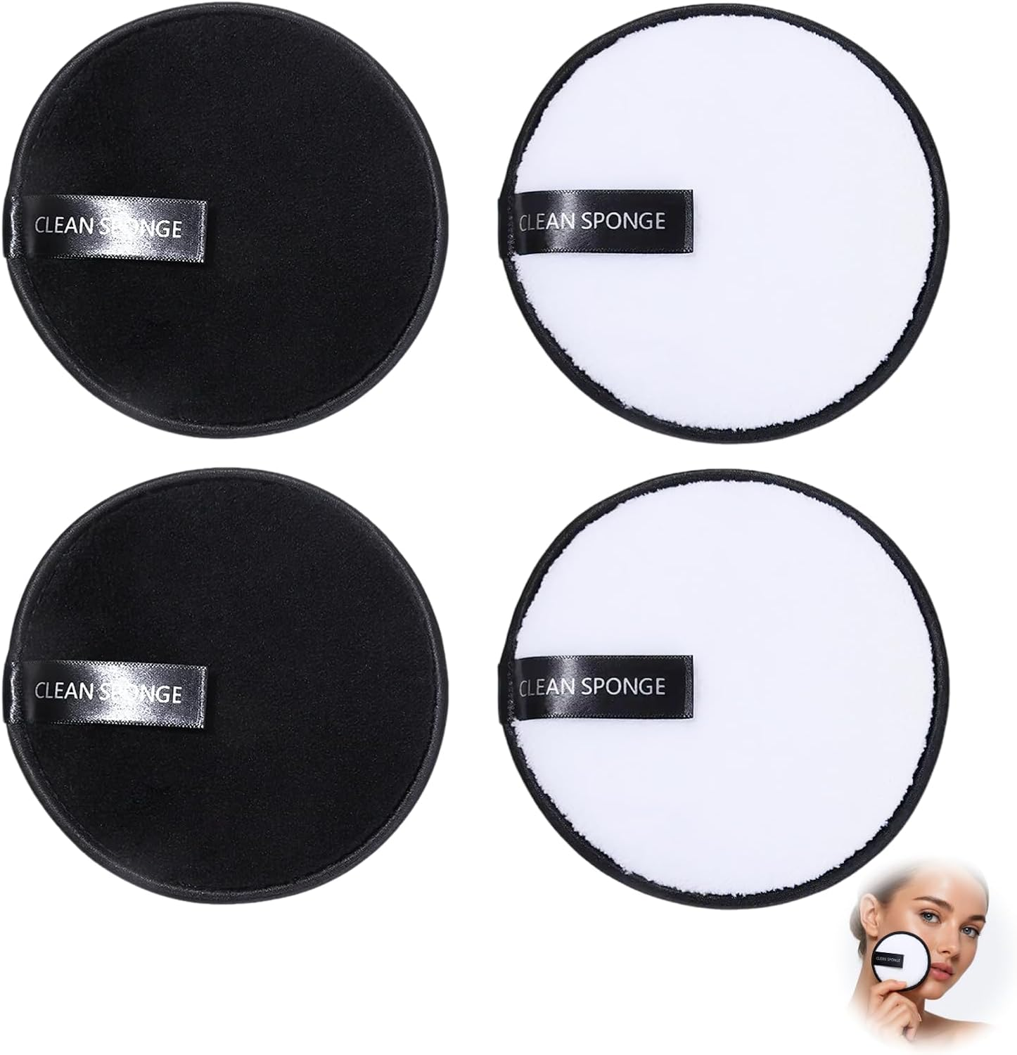 4 Pcs Reusable Makeup Remover Pads, Washable Makeup Remover Cloths, Eco-Friendly Cleaning Pads, Organic Makeup Eraser Pads for All Skin Types, Hypoallergenic Microfiber Makeup Remover Face Cloths image number 1