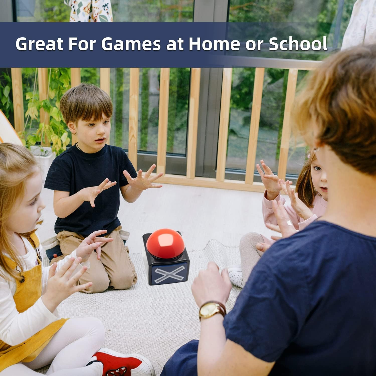 Pack of 4 Game Answer Buzzer Alarm Button Box with Sound Light Party Contest Prop Toy for Trivia Quiz Game