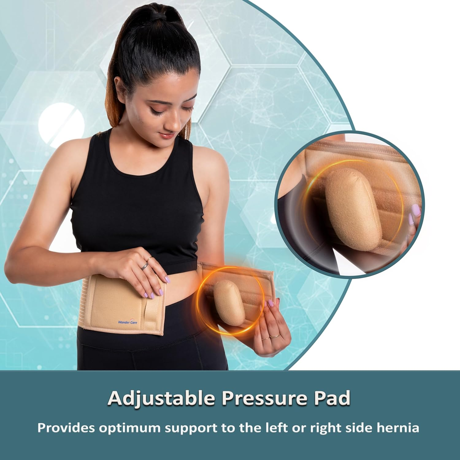 Wonder Care- Umbilical Hernia Support Belt Abdominal Binder for Belly Button Hernias or Navel Hernias, Hernia Pain Relief Brace (XXL) image number 4