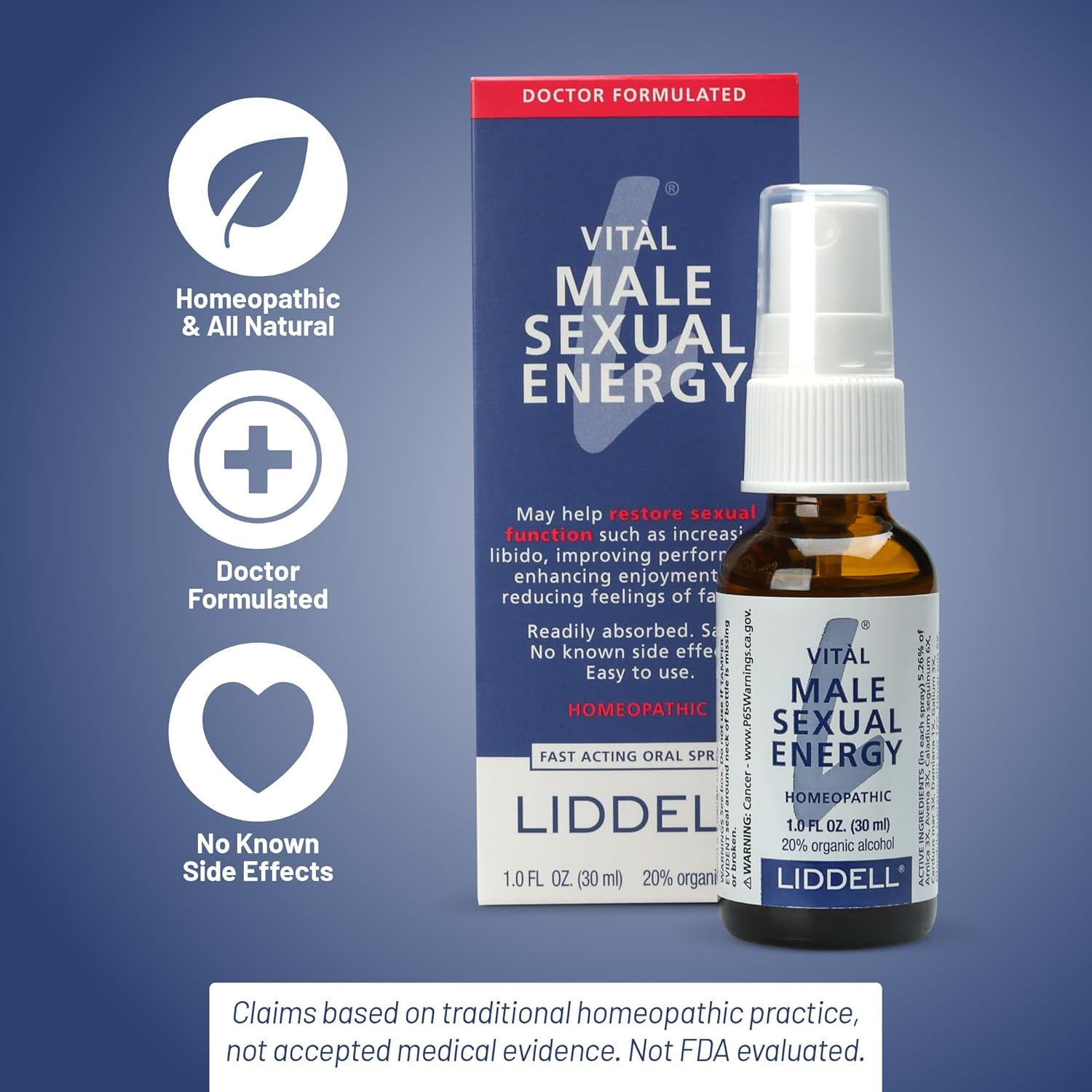 Liddell Vital Male Sexual Energy with Testosterone, 1.0 Fl Oz (30 Ml) image number 4