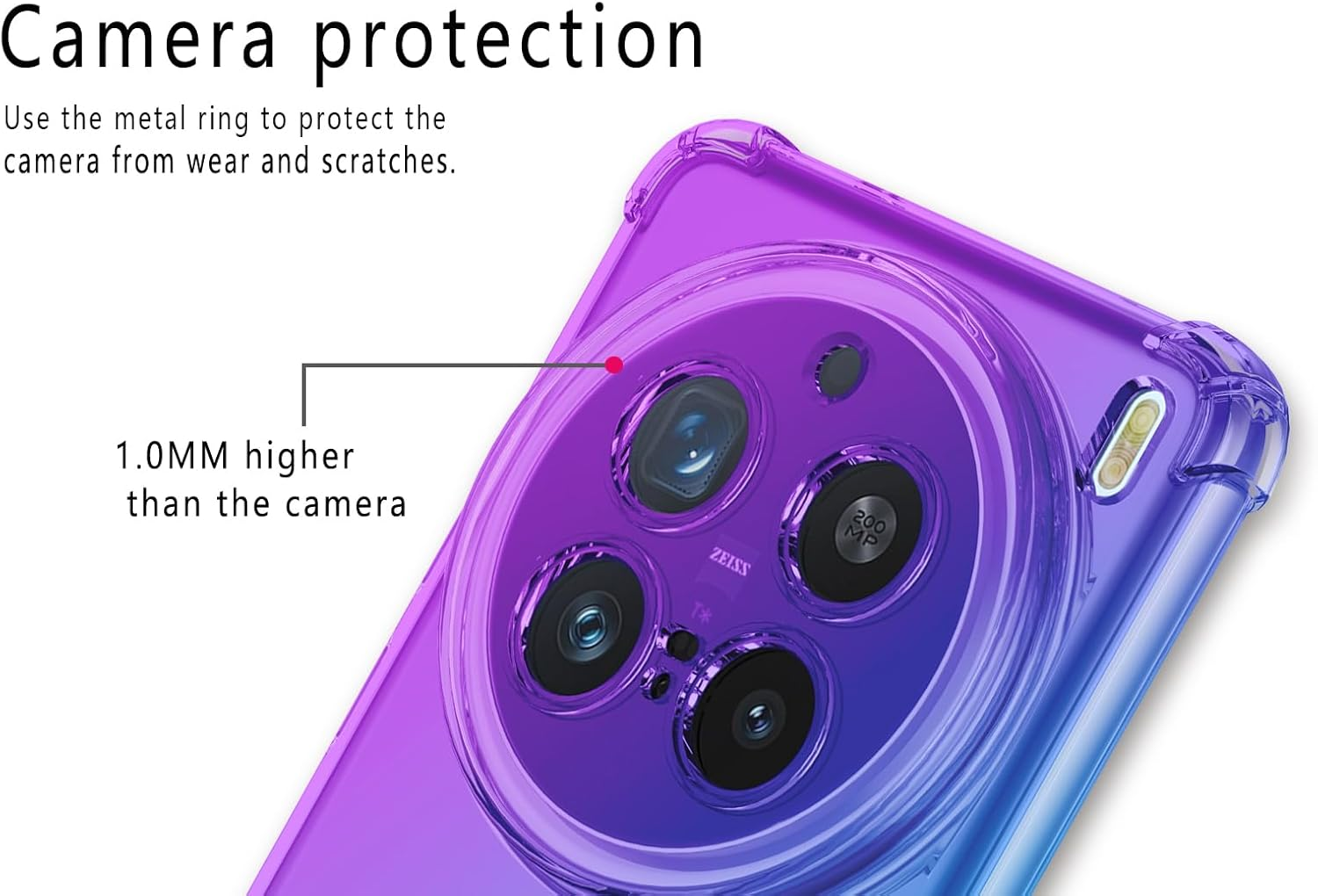 COMAKU Vivo X200 Pro Case - Ultralight Slim TPU Mobile Phone Case with Shockproof Protection, Stylish, Transparent Gradient Design for Vivo X200 Pro - Purple Blue - Purple-Blue image number 5