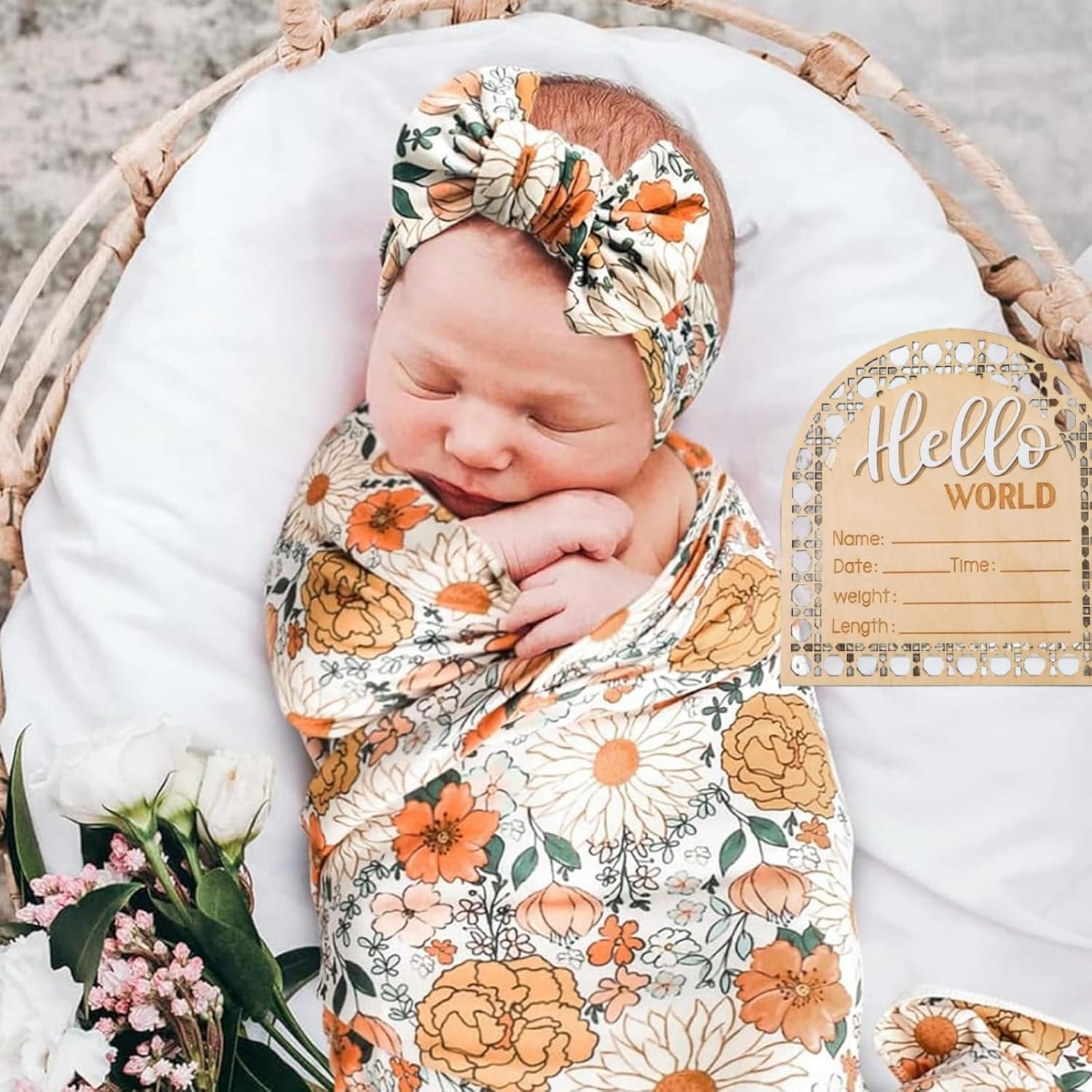 1 Pcs Baby Announcement Plaque,Hello Worl Newborn Photography Props Announcement image number 4