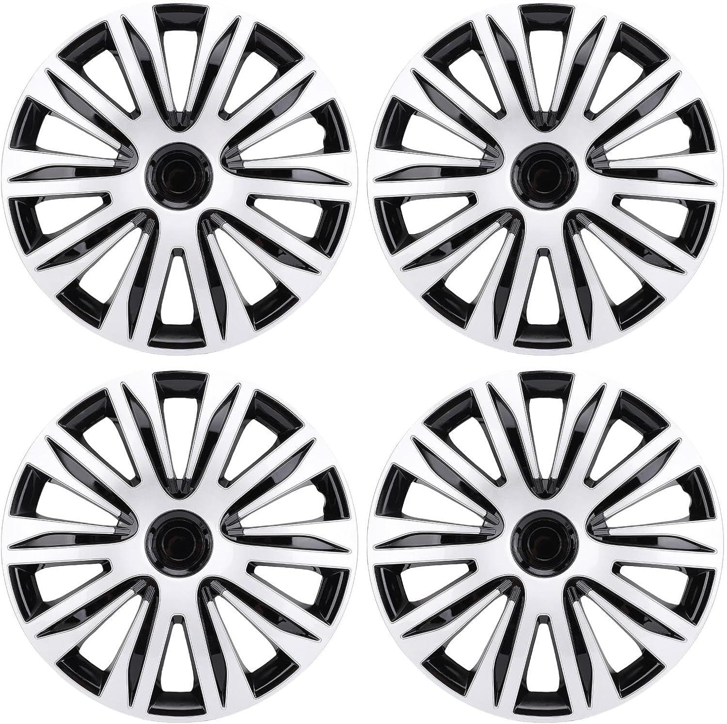 16 Inch Wheel Hub Cap, 4Pcs Universal Fit for Steel Wheels with Design ABS Plastic Durable Rim Cover Car Truck SUV (Black)
