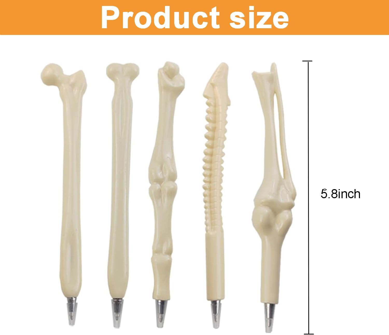15PCS Bone Pens,0.5Mm Skeleton Finger Ballpoint Pen for Doctors Nurses, Office School Supplies