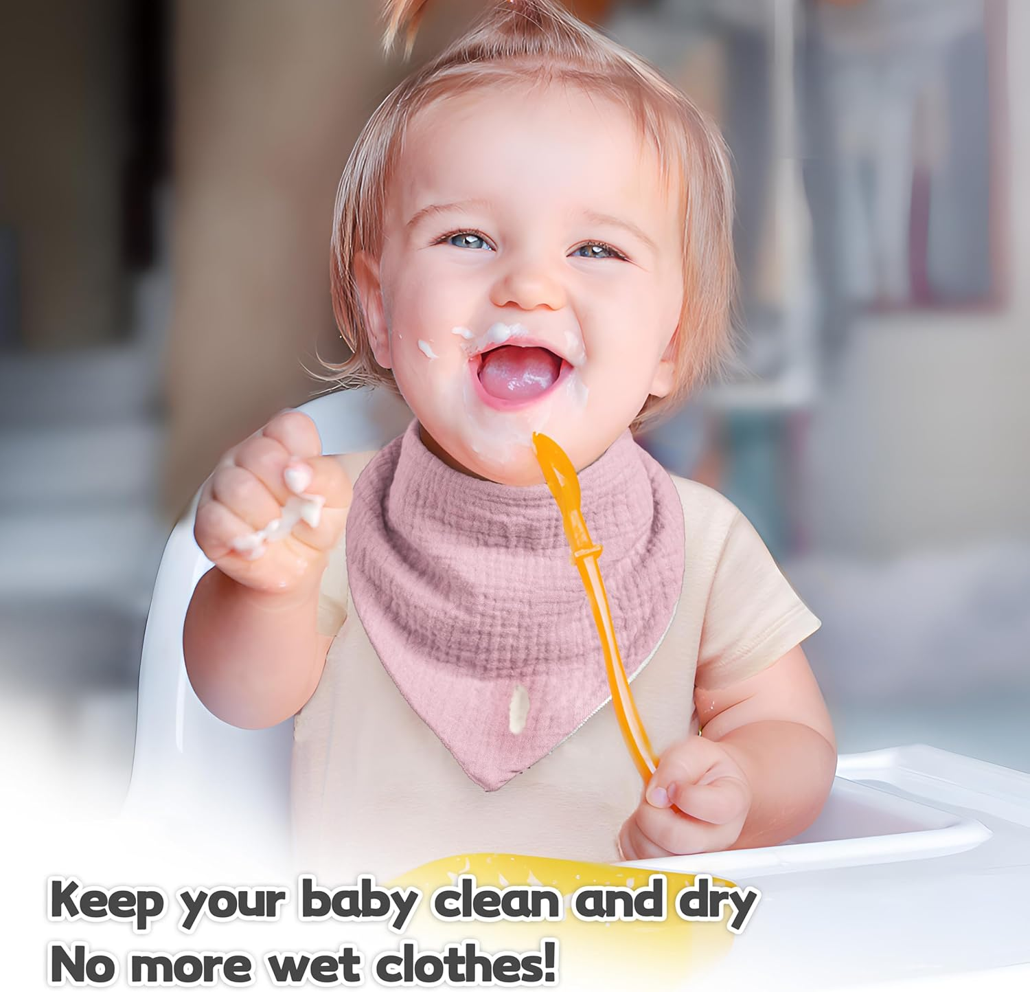 Susurration Muslin Baby Bibs 10Pack Baby Bandana Drool Bibs Soft Adjustable Newborn Bibs for Unisex Baby Girls & Boys image number 2