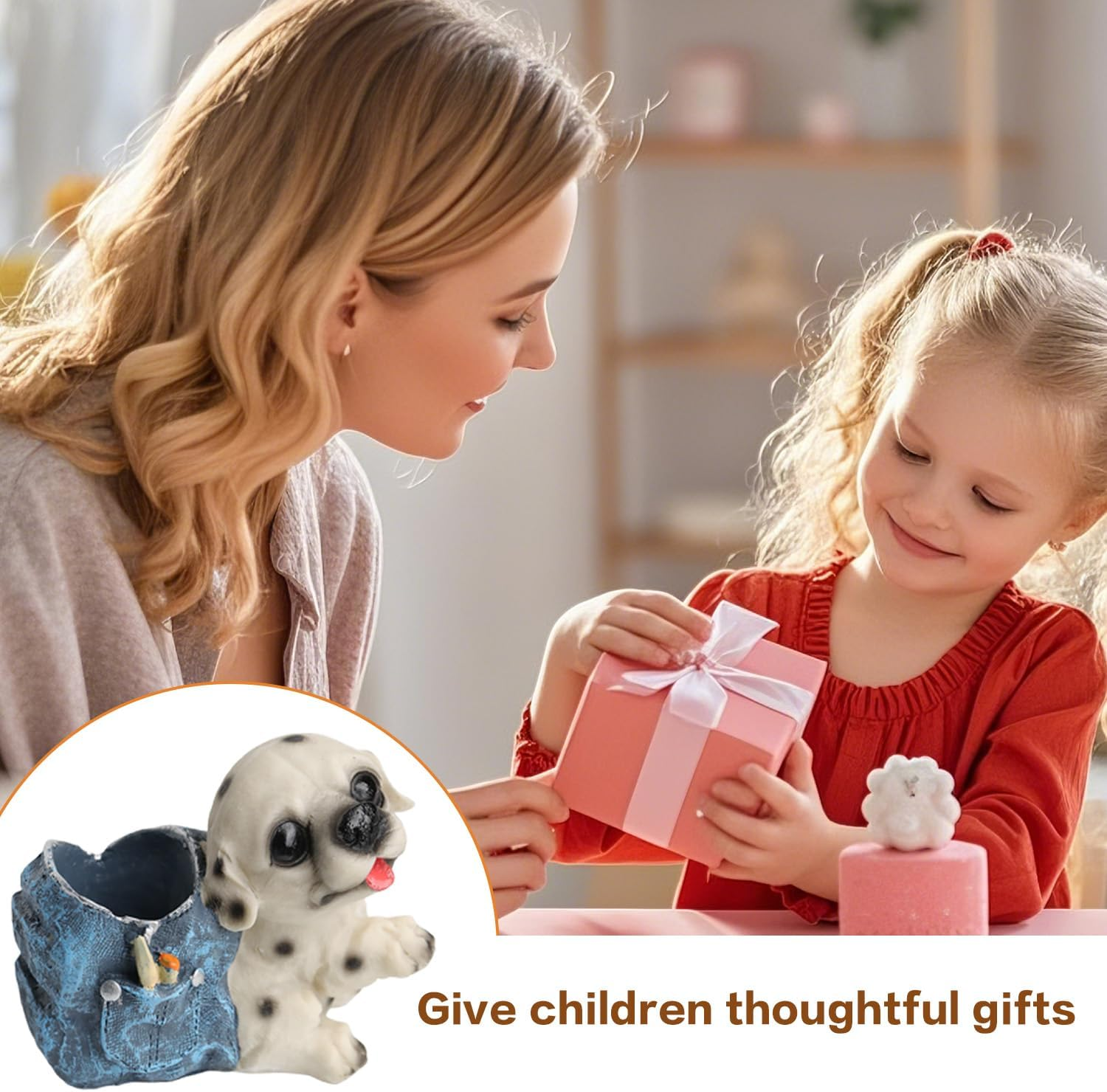 Aiokuo Cute Dog Pen Holder Stand &ndash; White Puppy Desk Organizer, Pencil Cup & Makeup Brush Holder for School, Home & Office image number 3