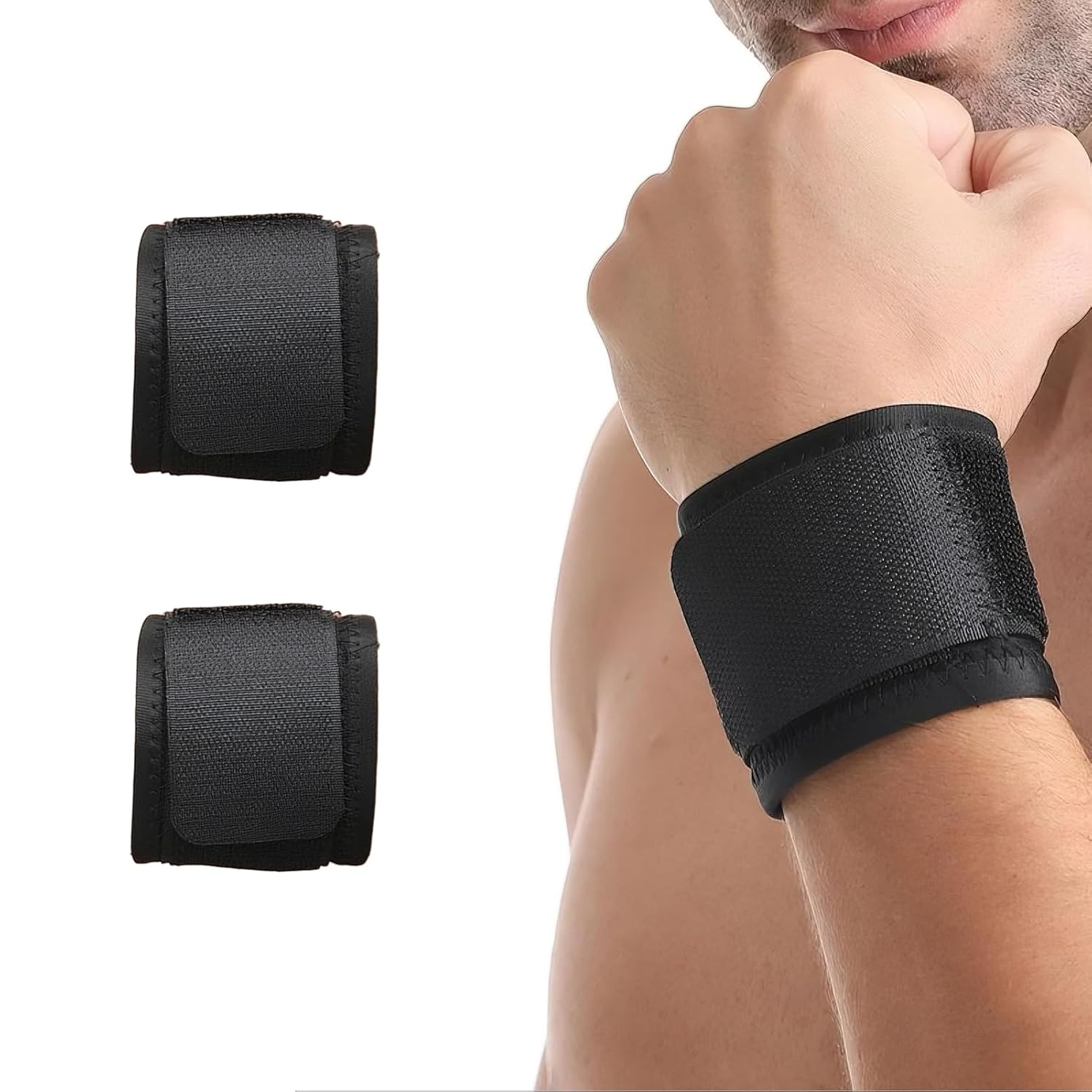 Adjustable Compression Wrist Wraps for Men and Women, 2 PCS of Durable Wrist Braces for Carpal Tunnel Relief, Wrist Support for Fitness, Weightlifting, Gym Workouts, and Everyday Use image number 4