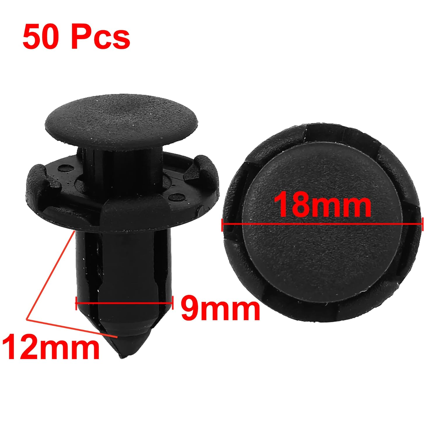 Uxcell 50Pcs 9Mm Hole Retainer Clips Plastic Drive Rivets Flaps Bumper Push Clips for Honda image number 3