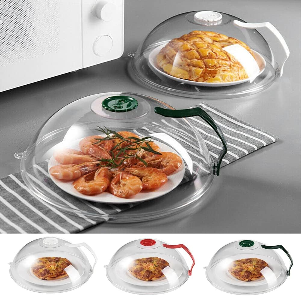 Microwave Food Dish Anti-Splatter Cover Guard Lid with Steam Vents Plate Covers (White) - Red image number 4