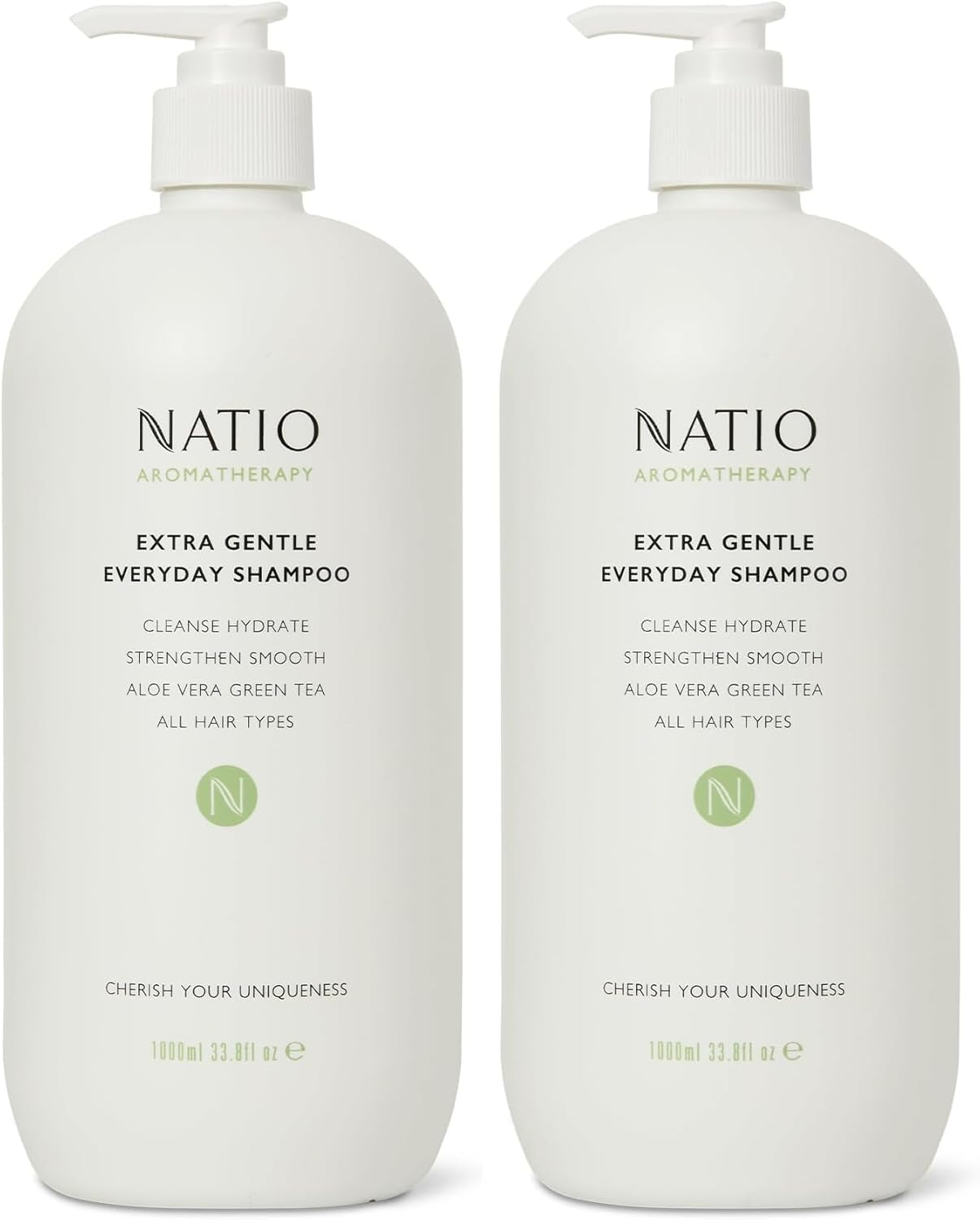 Natio Australia Aromatherapy Extra Gentle Everyday Shampoo 1000Ml/1L - Daily Nourishing & Cleansing Shampoo - Removes Excess Oil from Scalp - Aloe Vera & Green Tea - Suitable for All Hair Types - Vegan Friendly - Made in Australia