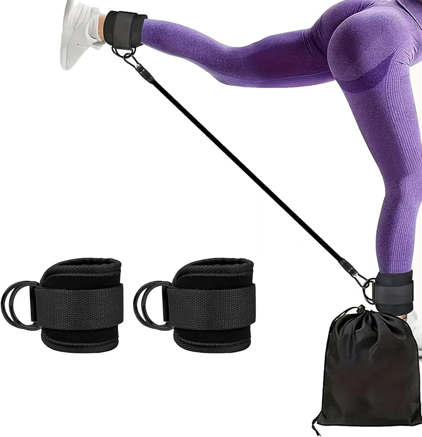 CTOUUGRS Ankle Straps for Cable Machine with Padded Double D-Rings for Kickbacks Glute Workouts Leg Extensions Curls Adjustable Comfort Ankle Cuff for Gym Accessories 2Pcs image number 3