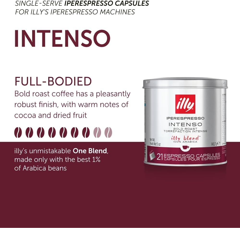 Illy Coffee, Intenso Iperespresso Capsule, Dark Roast Espresso Pods,Compatible with Illy Iperespresso Machines, (Pack of 6) (Packaging May Vary) image number 1