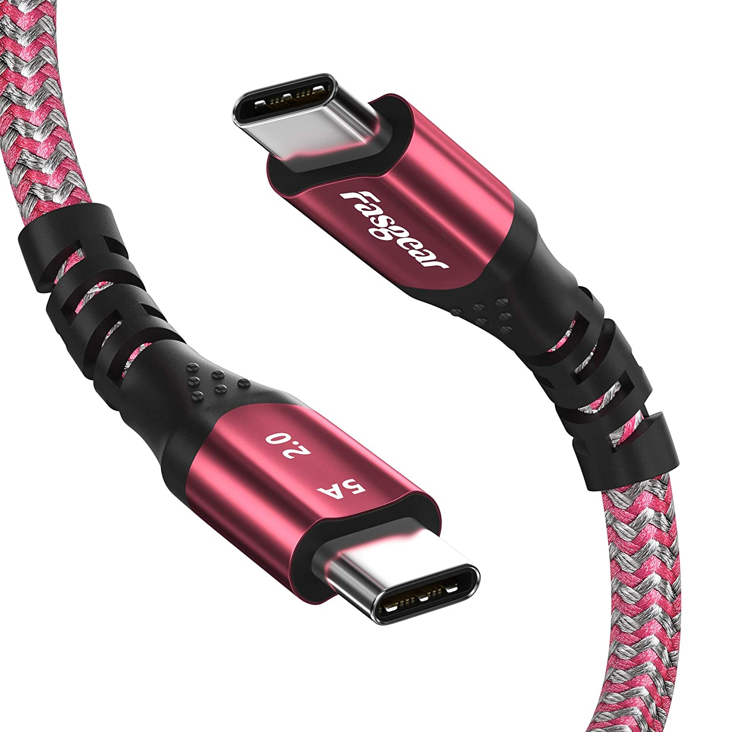 Fasgear USB C to USB C Cable 3Ft 20V/5A PD Fast Charging and Data Sync Nylon Braided Type-C to Type C Cable Compatible with I-Pad Pro 2022 Mac-Book Pro, I-Phone 15 Galaxy S24 Note 20 Switch (1M,Red)