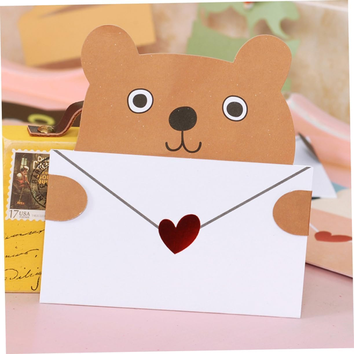 18 Pieces Cute Animals Greeting Cards Assortment Cartoon Animals Greeting Card, Cute Memo Card Lovely Message Card Business Card Thank You Card Birthday Card Mothers Day Card Letter Writing Card Invitation Card Cartoon Child with Envelopes image number 5