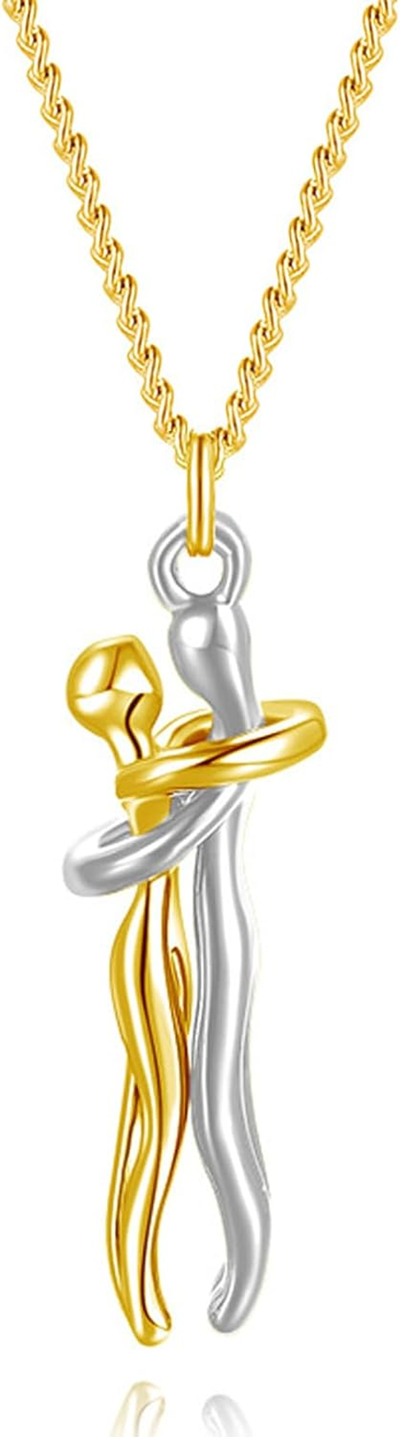 DTWAWA Hug Couple Necklace Hugging Necklace Anniversary Jewelry for Him and Her, Lover for Men Women Boys Girls
