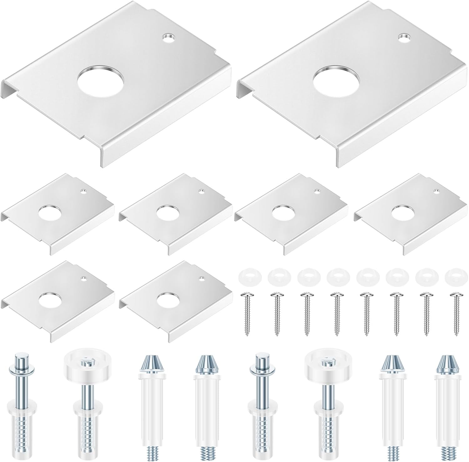 8Pcs Bi Fold Closet Door Repair Kit, Bifold Door Hardware Kit or 1-3/8" Include 8 Pcs Repair Bracket 2 Set Top Pivot Guide Wheel and Bottom Pivot Pin 3/8" and 7/16" for Repairing Folding Sliding image number 2