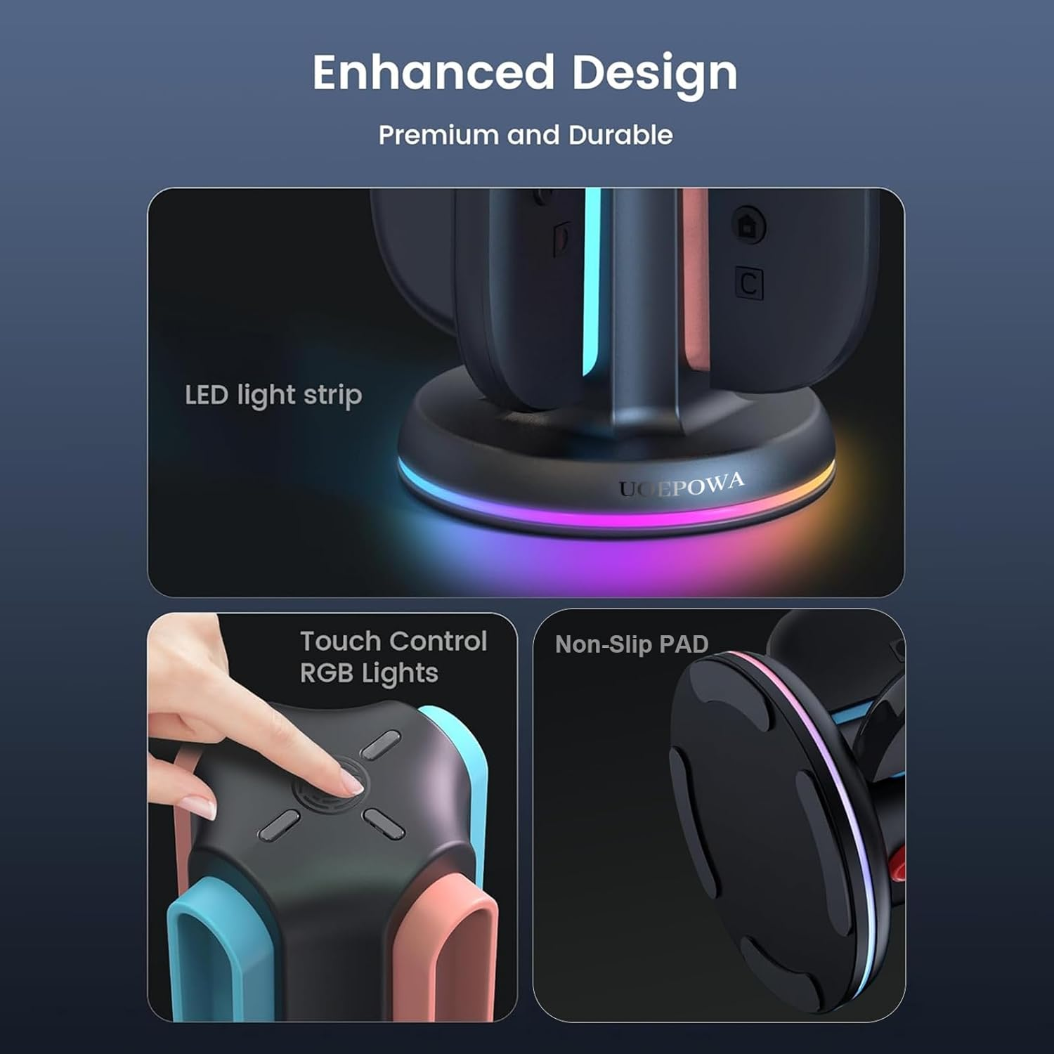 UOEPOWA Upgraded Charging Dock for 2025 Nintendo Switch 2 Joycon, 9 Light Modes, 4-In-1 Magnetic Fast NS2 Controller Charger Station for Nintendo Switch 2 Joy-Con Charger Organized Accessories (NS2)