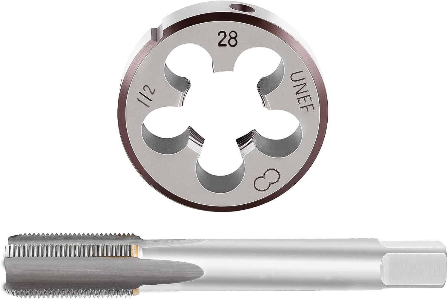 MOTOALL 1/2-28 TPI Tap and Die Set HSS 1/2" X 28 22LR 223 5.56 9Mm UNEF High Speed Steel Right Hand Thread Tap Tool image number 3