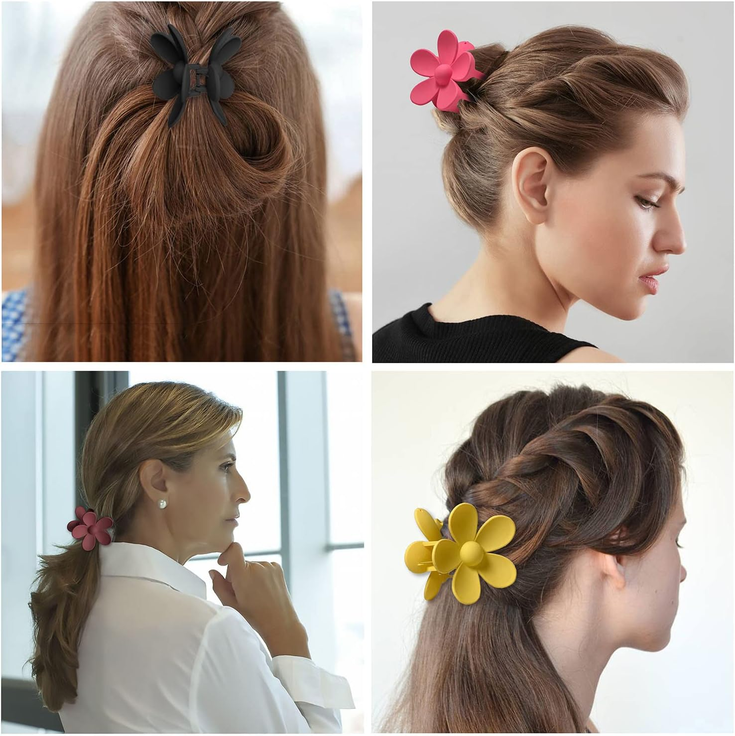 OWIIZI Jumbo Claw Clips for Thick Hair 6PCS Flower Hair Clips Large Strong Hold Cute Matte Claw Clips 6Colors Hair Barrettes for Women Girls image number 3