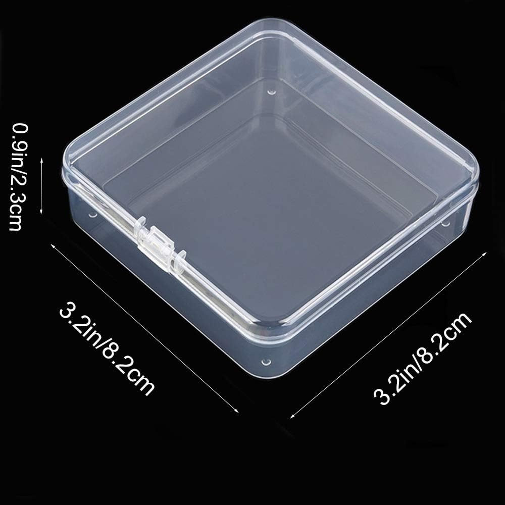 Plastic Beads Storage Containers - Mini Clear Square Box Empty Case with Lid for Earplugs, Pills, Jewelry, Hardware or Any Other Small Craft Gadgets (30 Pieces 3.2 X 3.2 X 0.9 Inches)