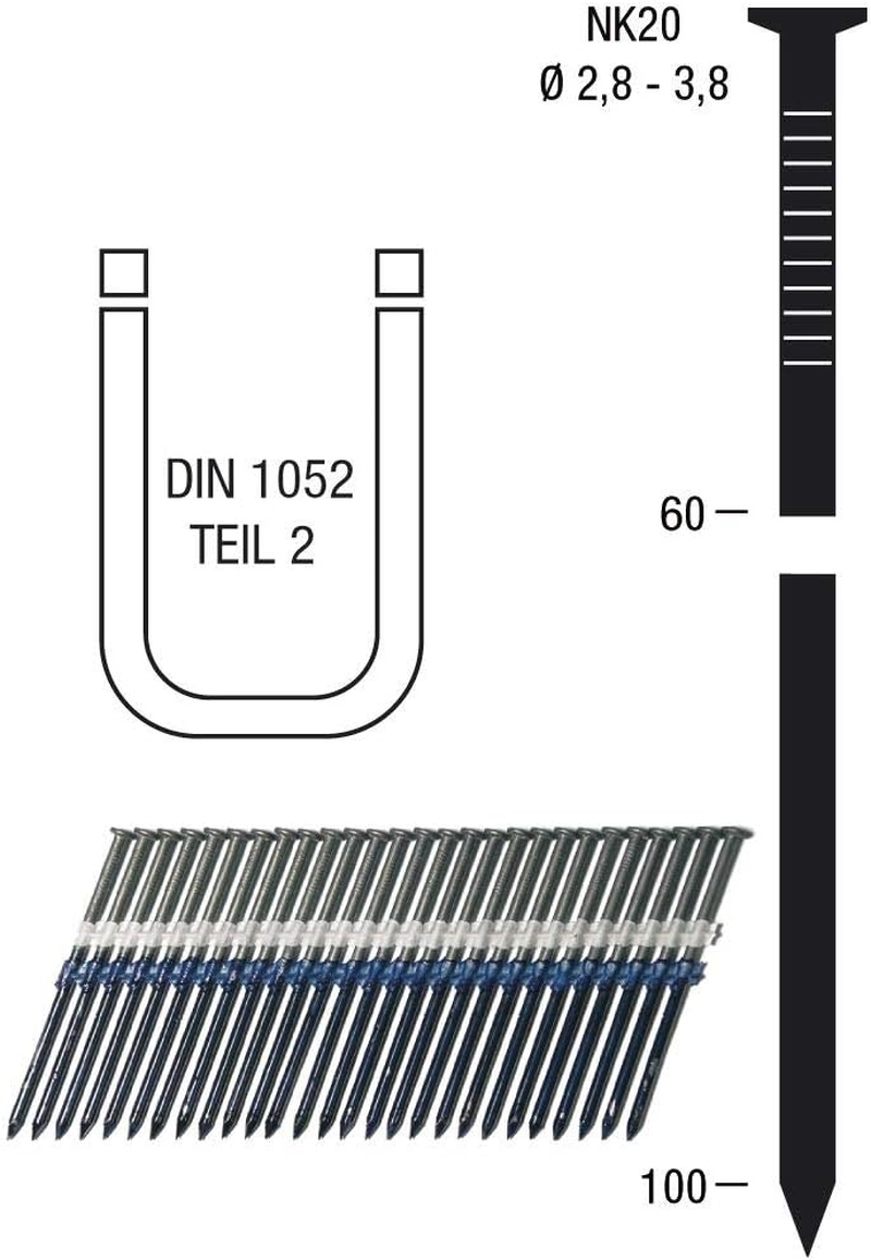 Revotool 40-310080-001 Nail Strips NK20 3.1 X 80 Mm HBK Blank Hardened Plastic Bonded 20 Degrees image number 1