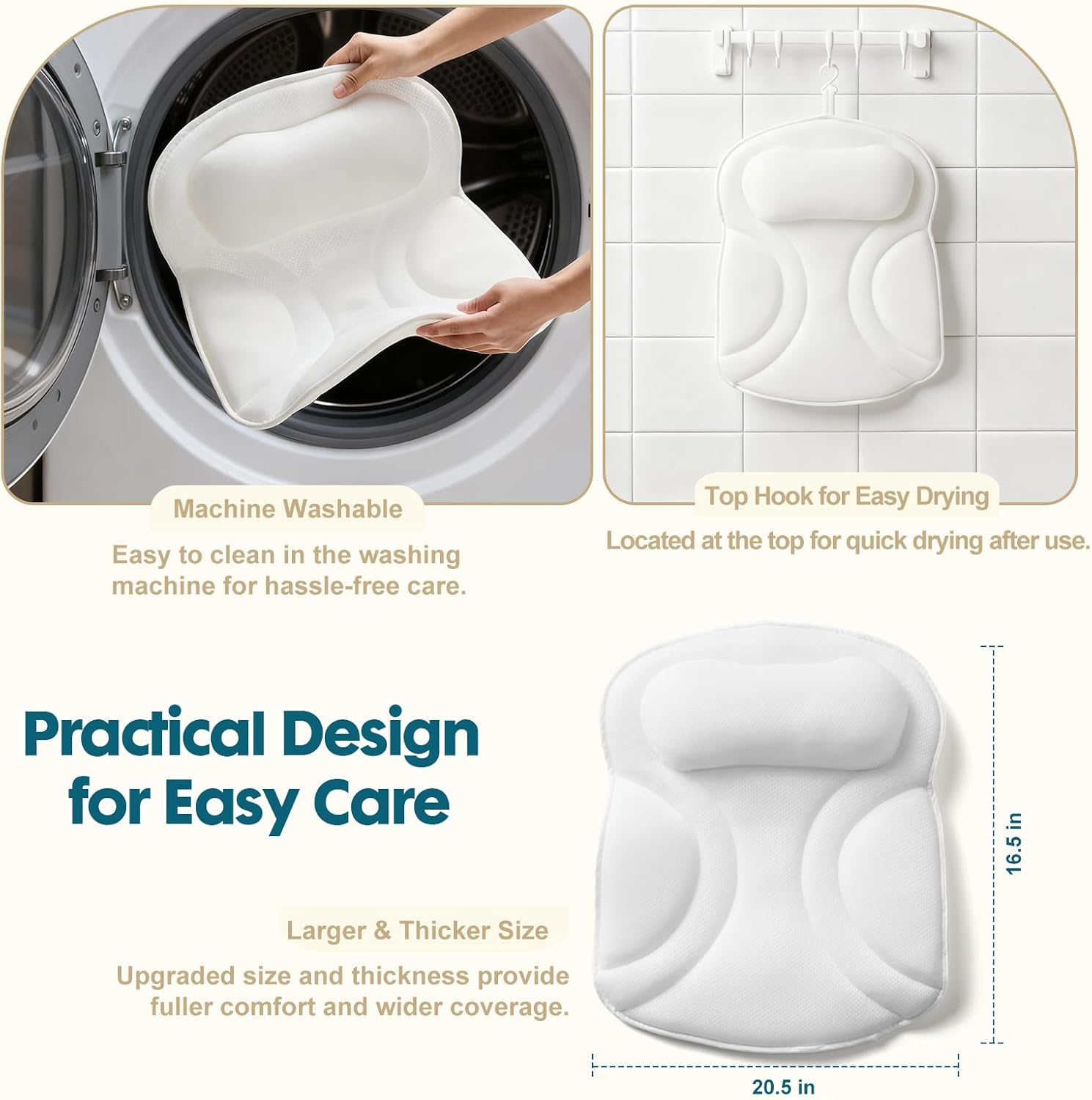 EULAXLAB Luxury Bath Pillow &ndash; 2025 Upgraded Bathtub Pillow for Tub, Ergonomic Spa Pillow for Neck & Back Support, Quick-Dry Mesh, Extra Large with 6 Non - Slip Suction Cups image number 4