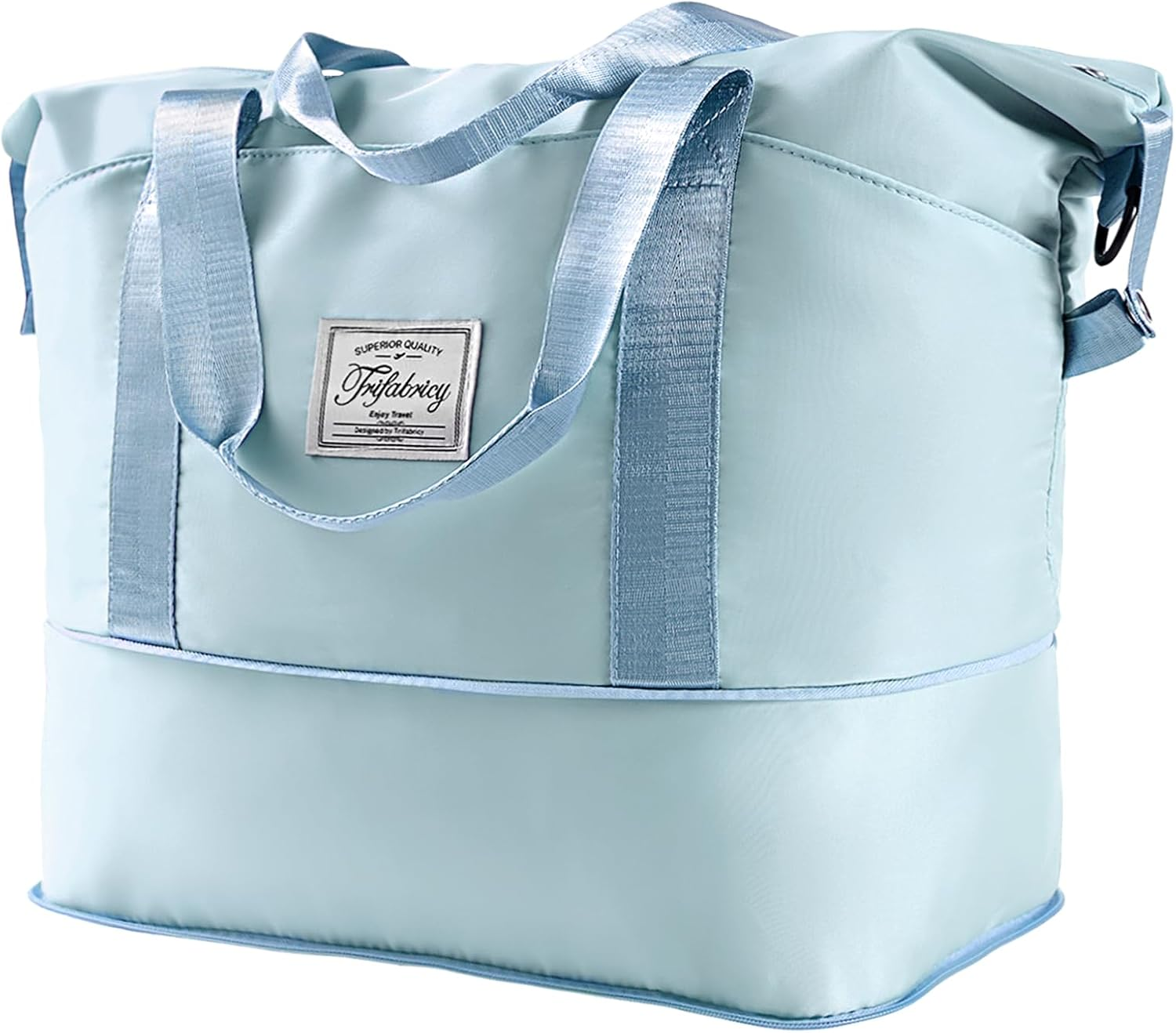 Duffel Bag - Large Shoulder Weekender Overnight Bag, Carry on Bag with Wet Pocket, Waterproof Expandable Duffel Bag with Trolley Sleeve, Olive Green