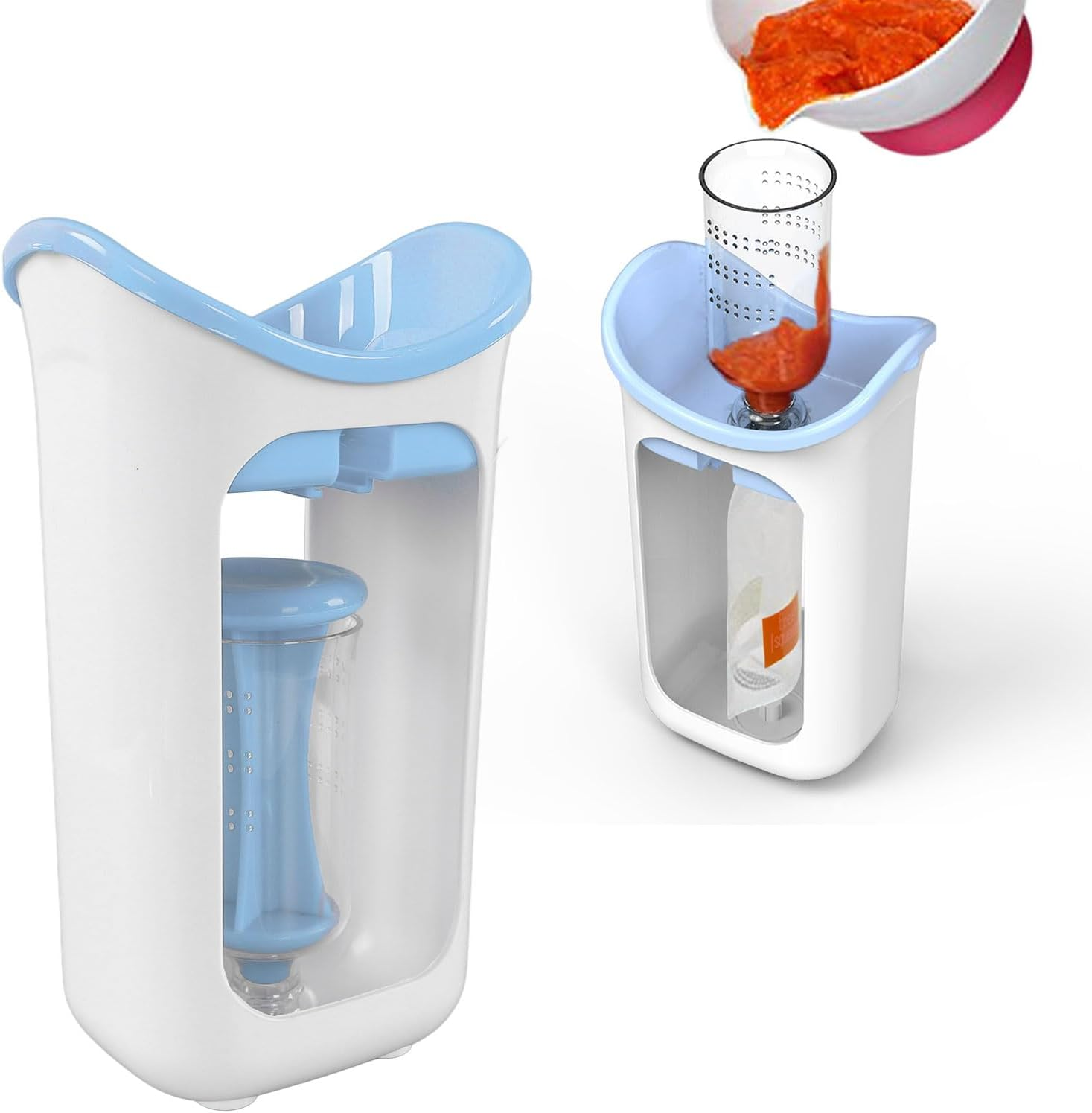 Baby Squeeze Station, Fruit Puree Infant Baby Food Maker Safe Portable Pouch Filling Station for Semi-Solid Food, for Homemade Baby Food, Home Kitchen Tools (Blue) image number 4