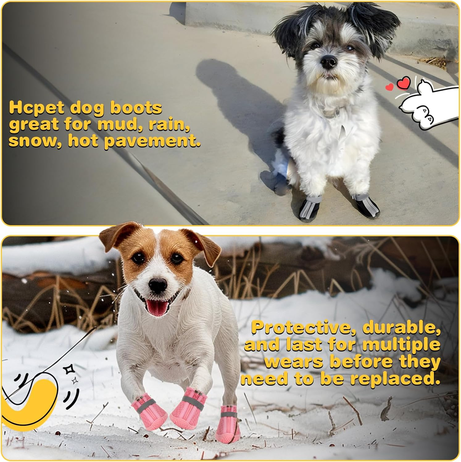 Hcpet Dog Shoes for Small Dogs, Dog Boots & Paw Protectors for Hot Pavement Winter Snow Hiking, Anti-Slip Dog Booties for Hardwood Floor Black Size 5 image number 6