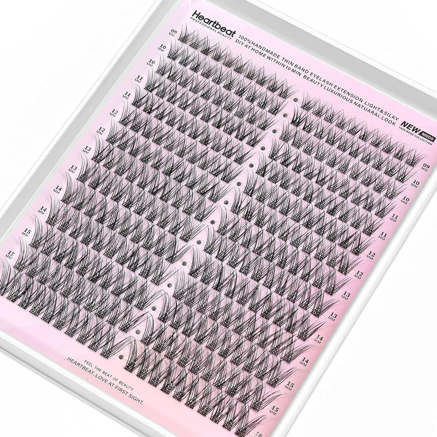 Happy Heartbeat Natural Lash Clusters Thin Invisible Band Eyelash Extension Clear Band Individual Lashes Soft Wispy Mixed Length Reusable DIY False Eyelashes(U5) image number 3