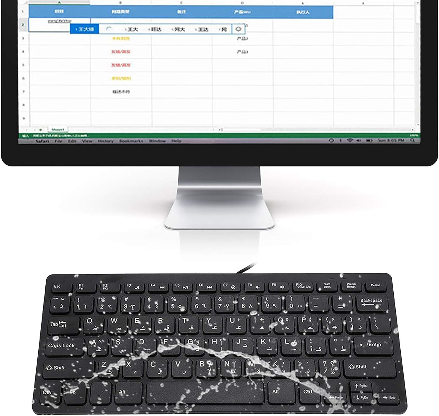Arabic Keyboard, Keyboard Silent Black 78 Keys Ultra-Thin USB for Computer for Laptop image number 6