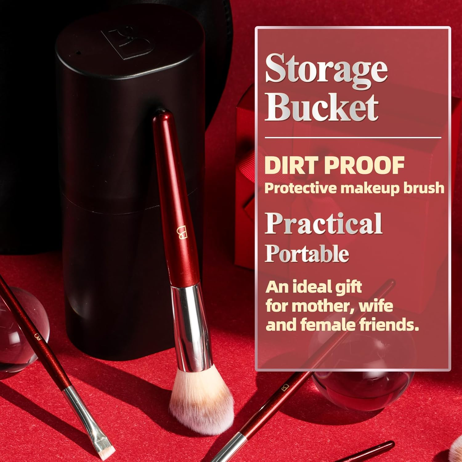 BS-MALL Makeup Brush Set Premium Synthetic Foundation Powder Concealers Eye Shadows Blush Makeup Brushes with Black Case image number 4