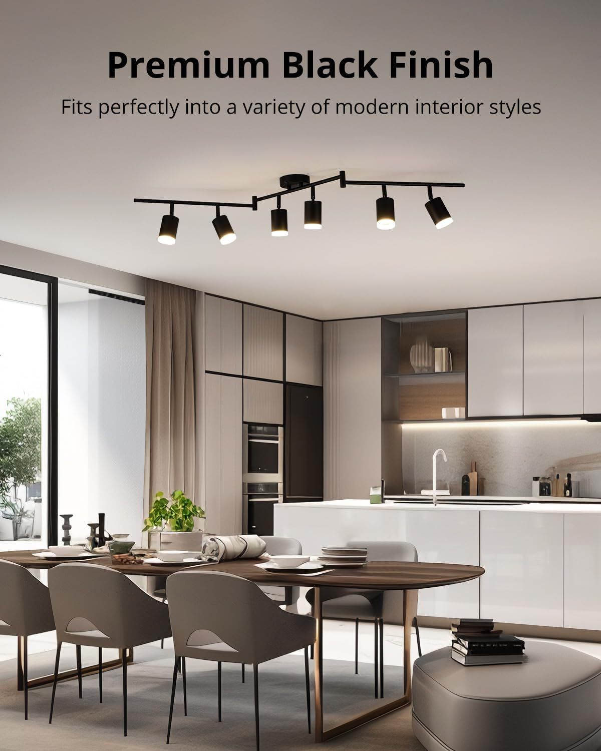 Gr4Tec Ceiling Spotlight LED 6 Bulbs, Modern LED Ceiling Light Spotlight Black, Ceiling Light Spot Swivelling, Metal Ceiling Spotlight GU10 for Hallway, Kitchen, Bedroom, Living Room (Bulb Not image number 2