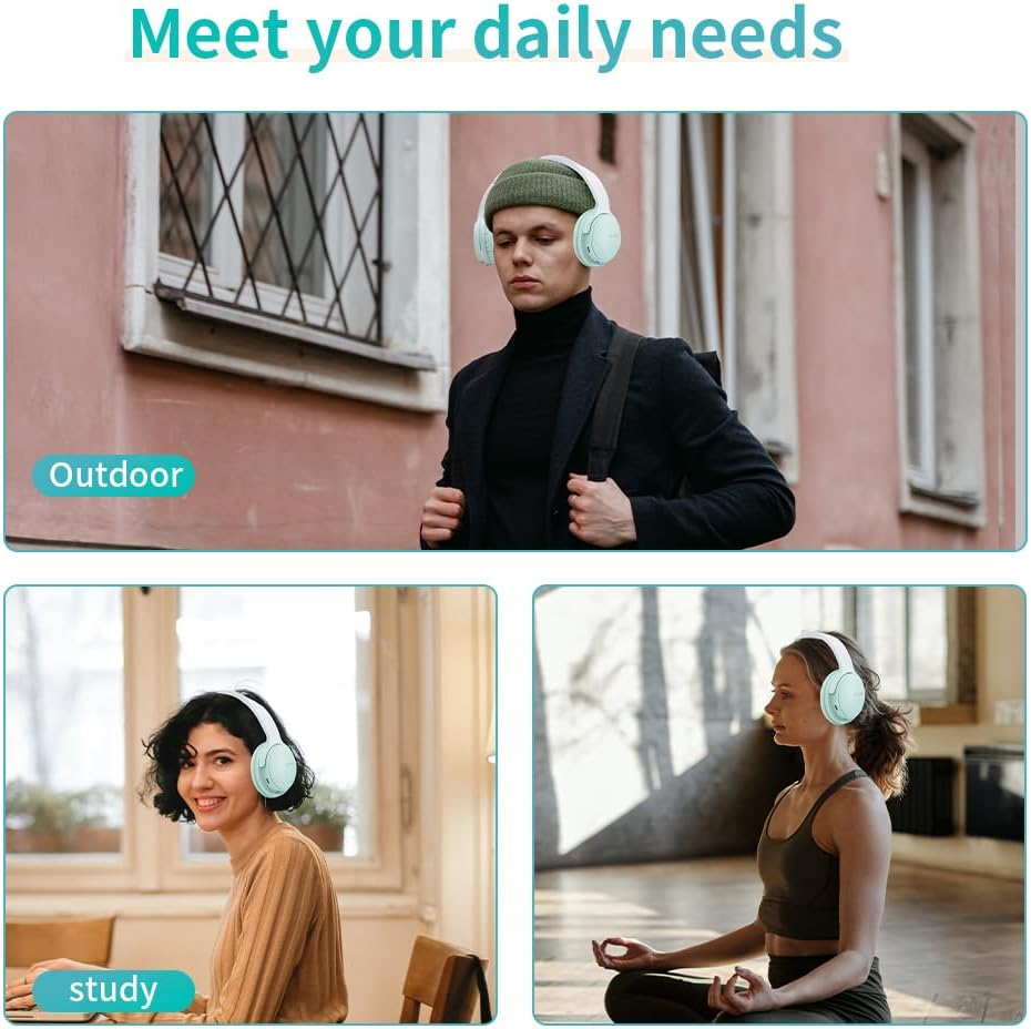 Slub Wireless Headphones over Ear, Foldable Bluetooth Headset, HD Stereo Sound, Built-In HD Microphone, 30H Playtime, Suitable for Mobile Phones, Computers, Tvs, Games, Outdoors, Offices (Green) - Purple image number 6