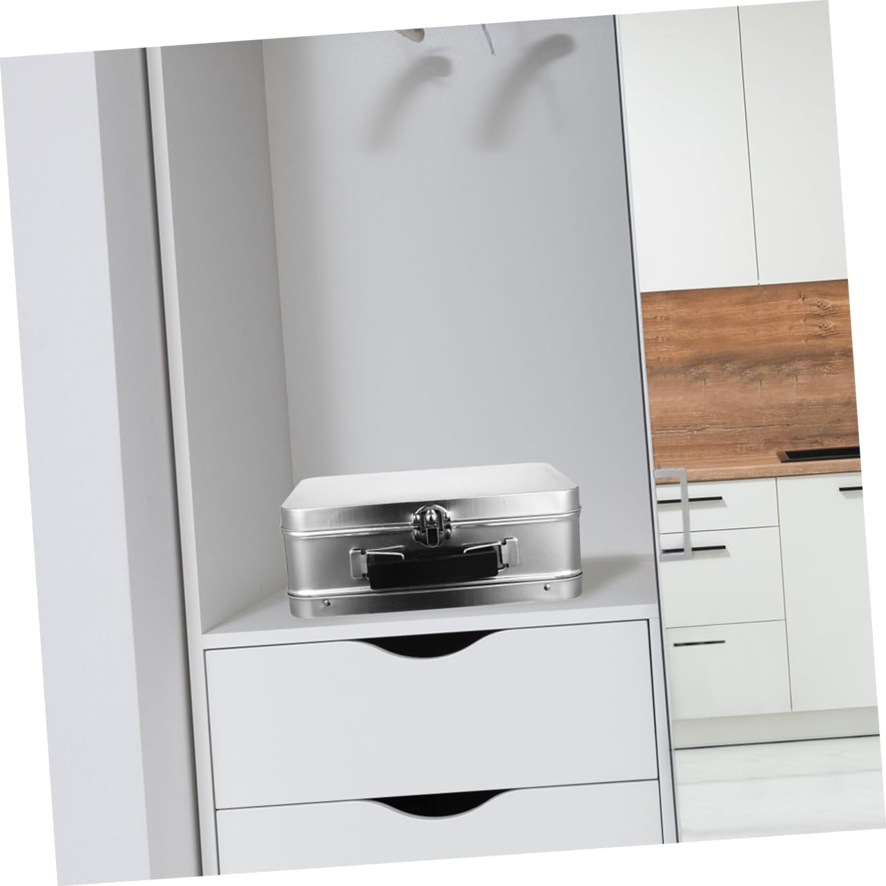 2Pcs Tinplate Storage Case Lockable Document Box Tinplate Organizer Box Container for Desktop Desk image number 6