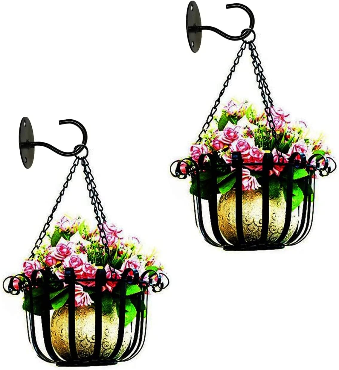 Ceiling Hooks - Metal Plant Bracket Iron Wall Mount Lanterns Hangers for Hanging Plants Hanging Bird Feeders, Lanterns, Wind Chimes, Planters, Outdoor Decoration Hooks image number 2